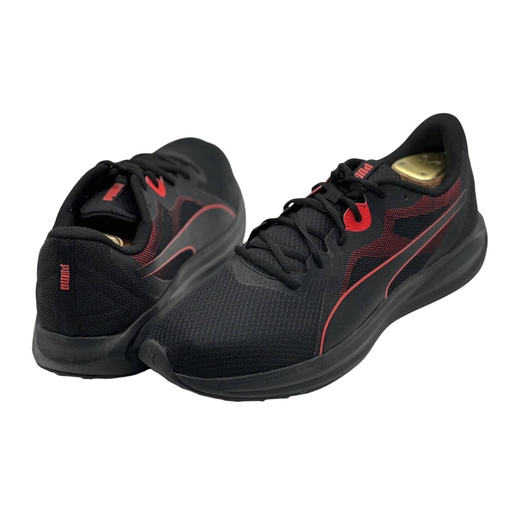 Puma Transport Mens Running Shoes Black Red Mesh Sneakers 376289-02 Size 13 - Picture 2 of 7